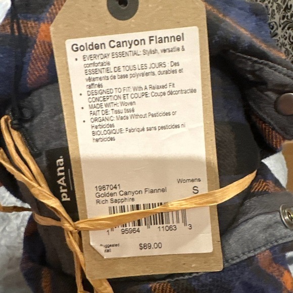 prAna Golden Canyon Flannel Long Sleeve Top Rich Sapphire - Picture 6 of 12